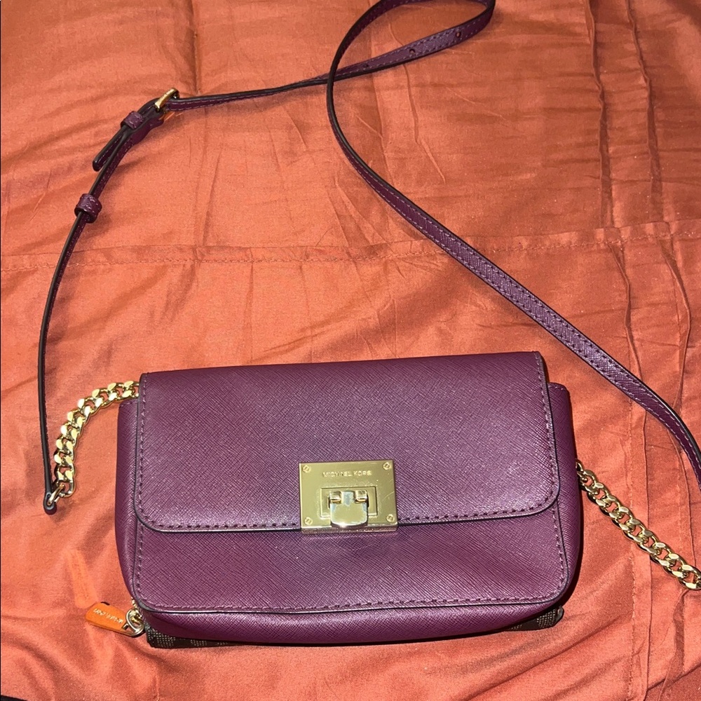 Michael Kors Plum Crossbody Bag with Gold Accents